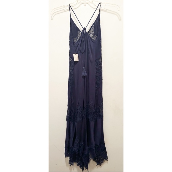 Free People Navy Blue Lace-Trim Maxi Dress - Picture 7 of 7
